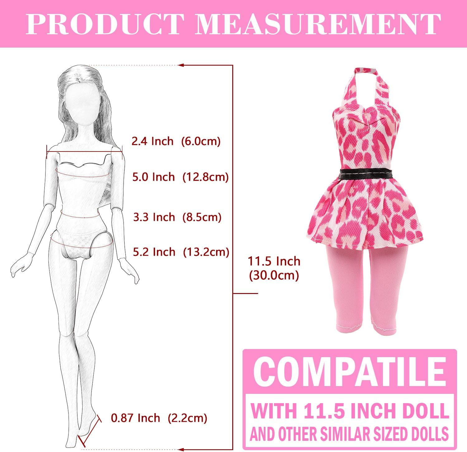 Barwa 24 Accessories Selected Randomly for 11.5 - 12 Inch Girl Dolls and 12 Inch Boy Dolls: 6 Clothes + 4 PCS Shoes for Boy + 3 Tops + 3 Pants + 3 Dresses + 5 PCS Shoes for Girl image number 2