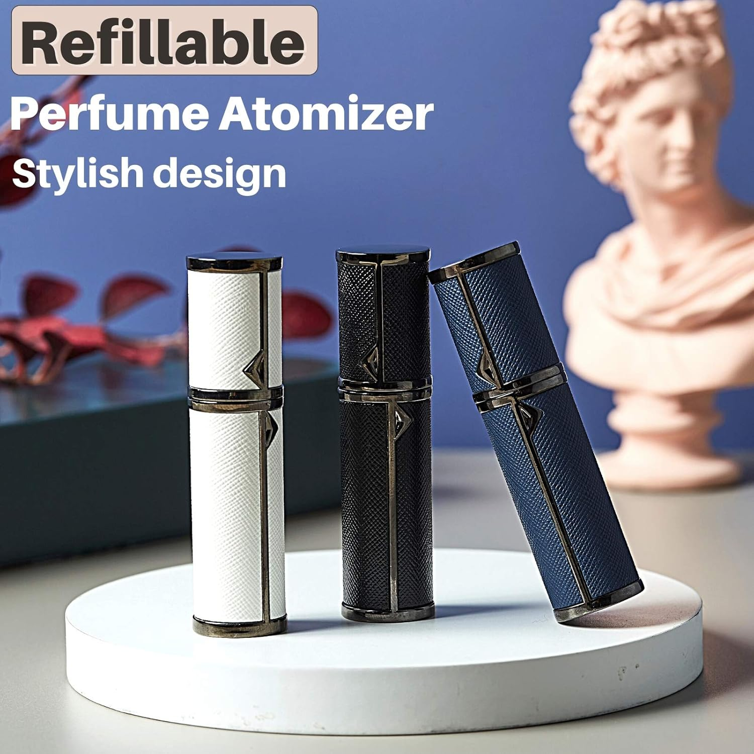 Refillable Portable Mini Perfume Atomizer for Travel, 5Ml Luxury Empty Leakproof Pump Perfume Spray Bottle Atomizer for Man and Woman (D.Blue(Bk)) image number 3