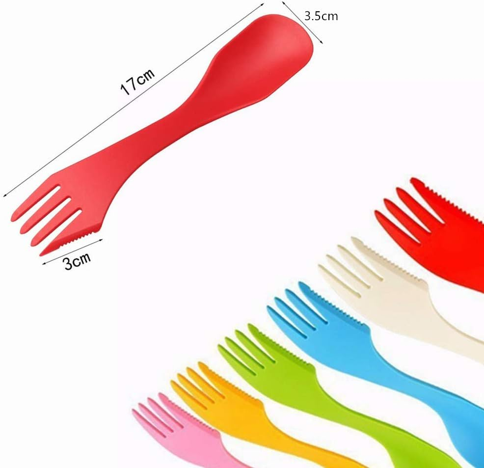 NA 6Pcs Plastic Spork Lightweight & Strong All in One Camping Cutlery Spoon Fork Knife Set Portable and Reusable Camping Spork Flatware for Backpacking Hiking Outdoors image number 3