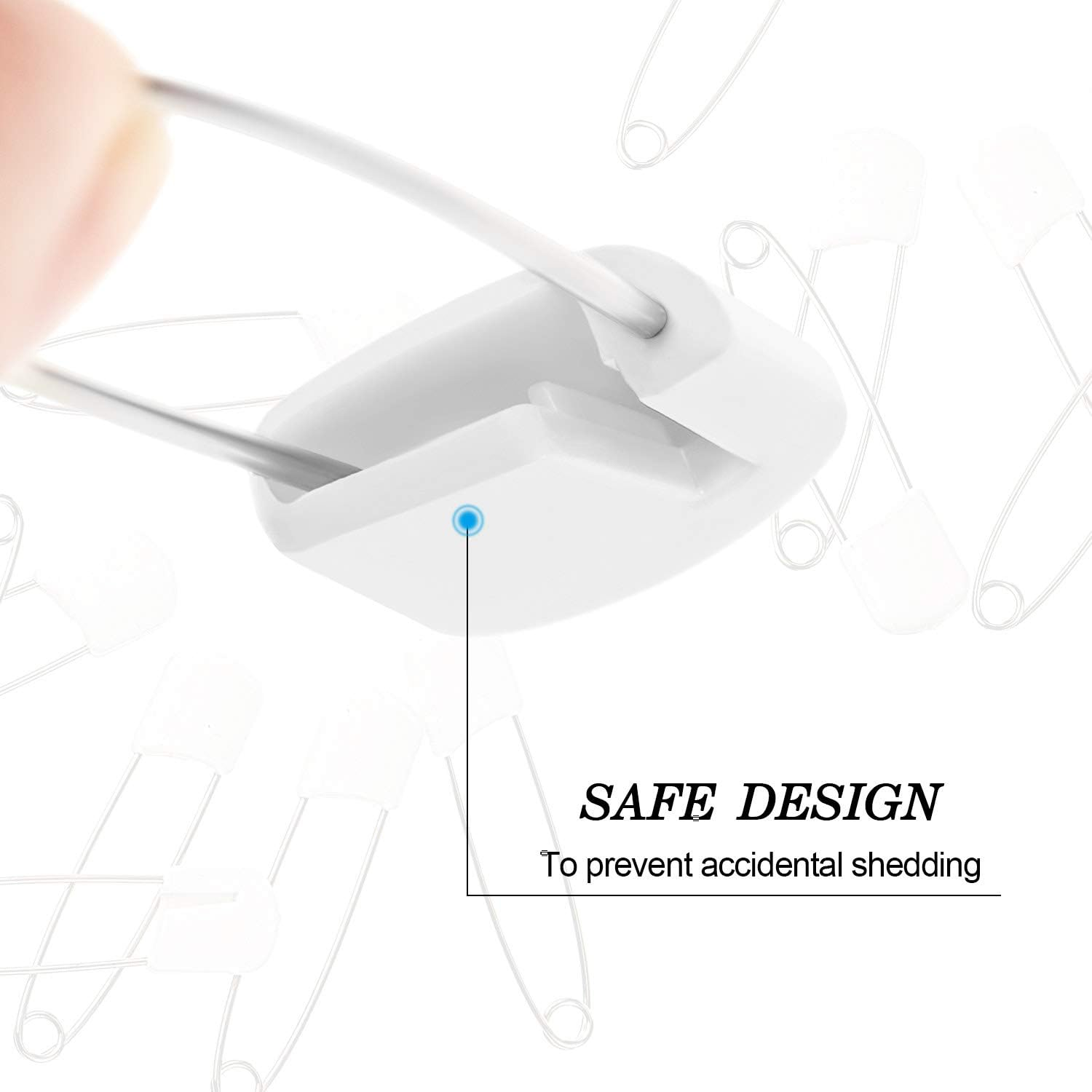 WILLBOND 50 Pieces White Baby Safety Pins, 2.2 Inch Plastic Head Cloth Diaper Pins with Locking Closures, Stainless Steel Nappy Pins with Velvet Bag image number 4