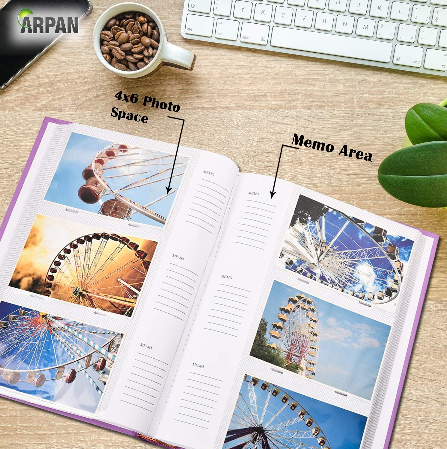 ARPAN Large Purple Memo Slip in Photo Album 300 6X4 Photos