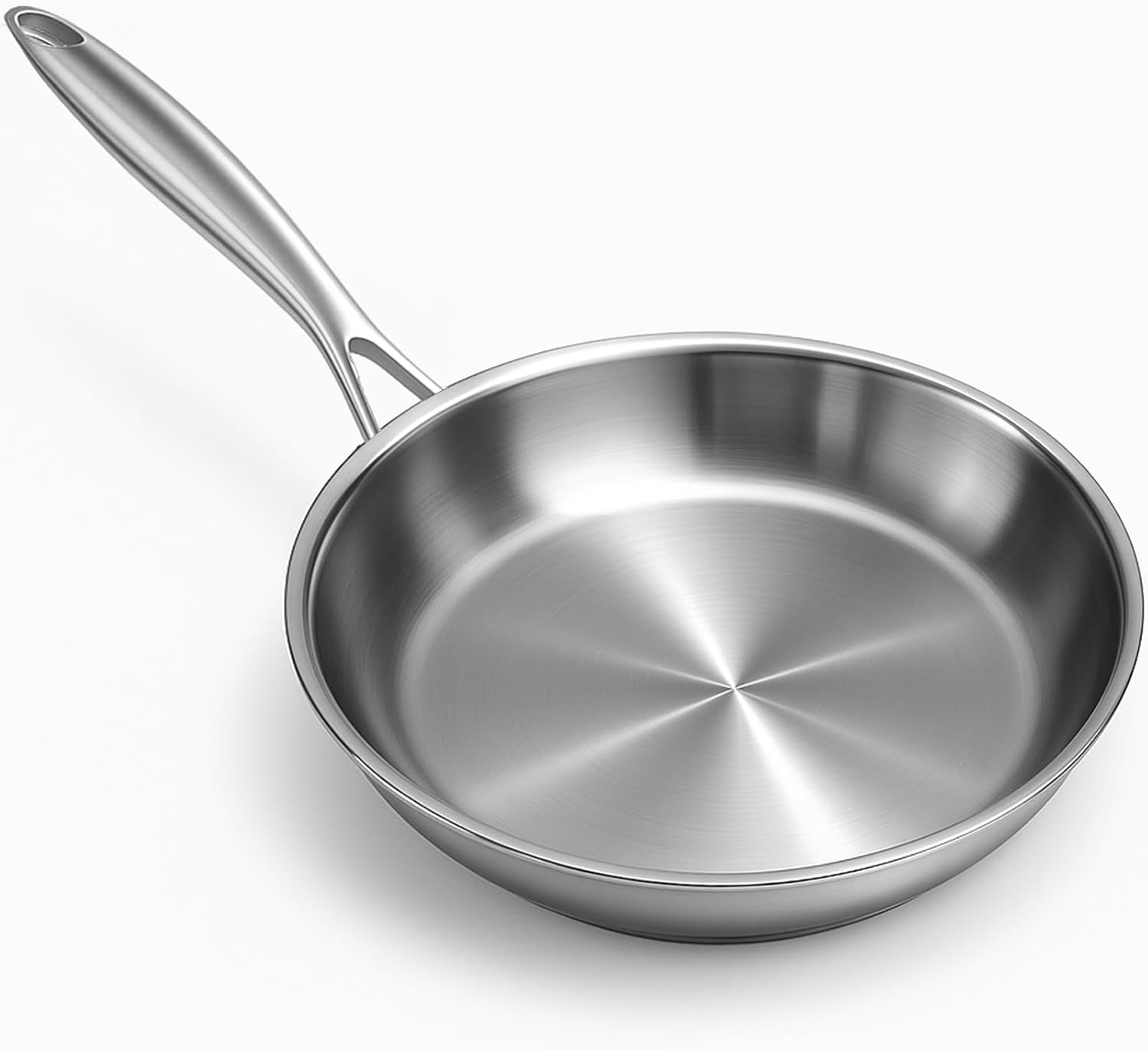 Billord Frying Pans Stainless Steel - 20 Cm Tri-Ply Impact Frypan, Large Induction Uncoated Frying Pan, Dishwasher Safe Open Skillet with Stay-Cool Handle, Kitchen Cookware Works on All Cooktops image number 5