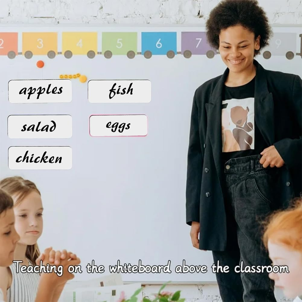 54Pcs Magnetic Dry Erase Labels, 3.2 X 1.2 Inch White Magnetic Name Tags for Students Classroom, Whiteboard, Refrigerator, Locker Classroom Office Home and More image number 5