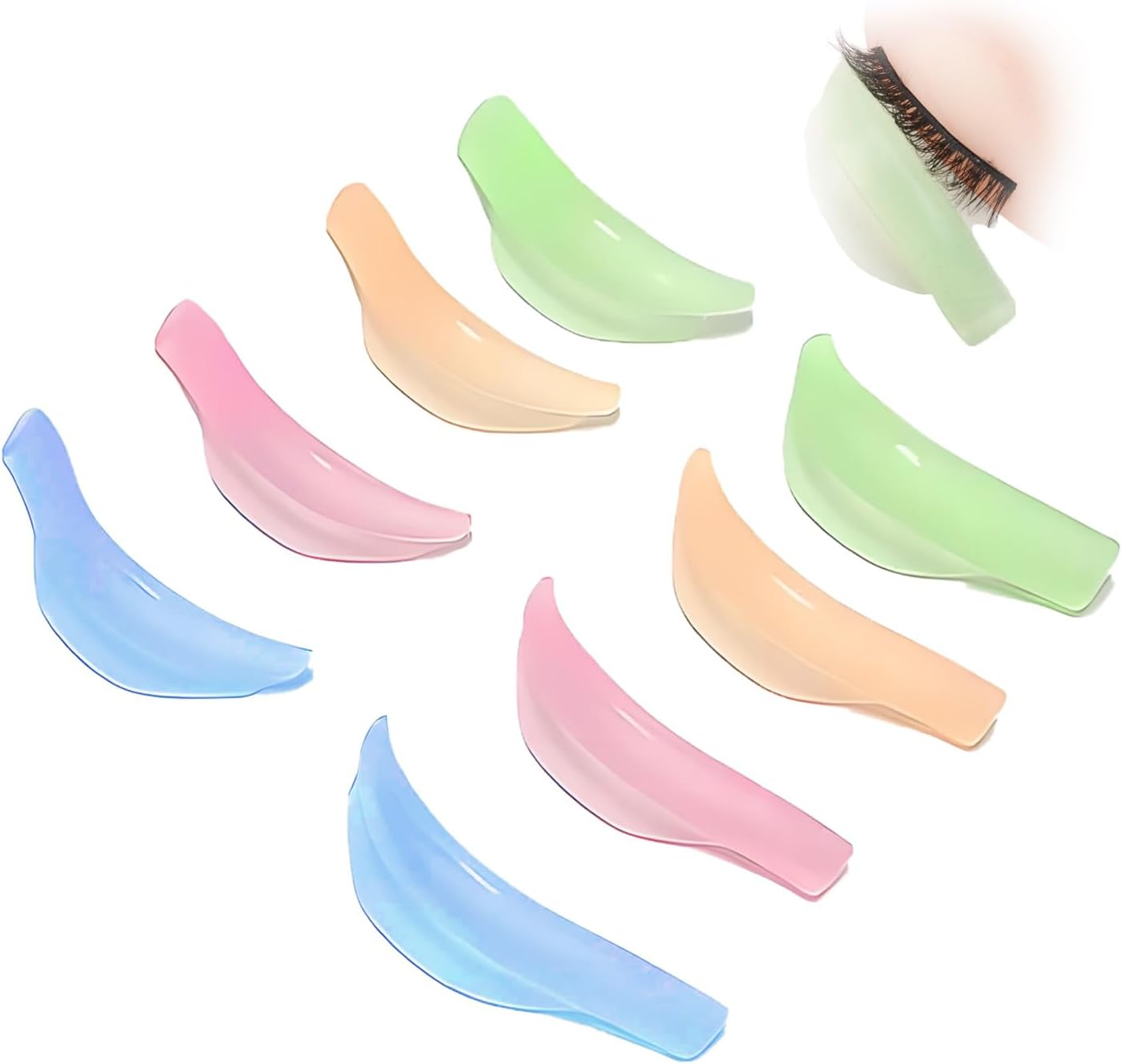 8 Silicone Eyelash Curling Shields,4 Sizes of Reusable Eyelash Curlers,Self-Adhesive Curling Pads,Diy Kit Suitable for All Eye Shapes image number 1
