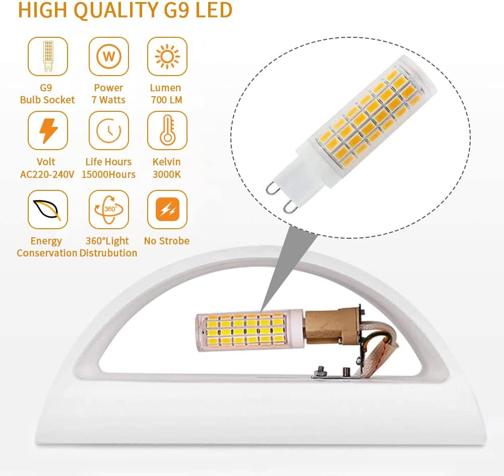 Pheashine Indoor Wall Light, 7W Warm White LED Modern Plaster Wall Lights, Decorative up and down Wall Lamp Sconce for Living Room, Bedroom, Corridor, Stairs, Pathway (G9 LED Bulb Include) image number 4