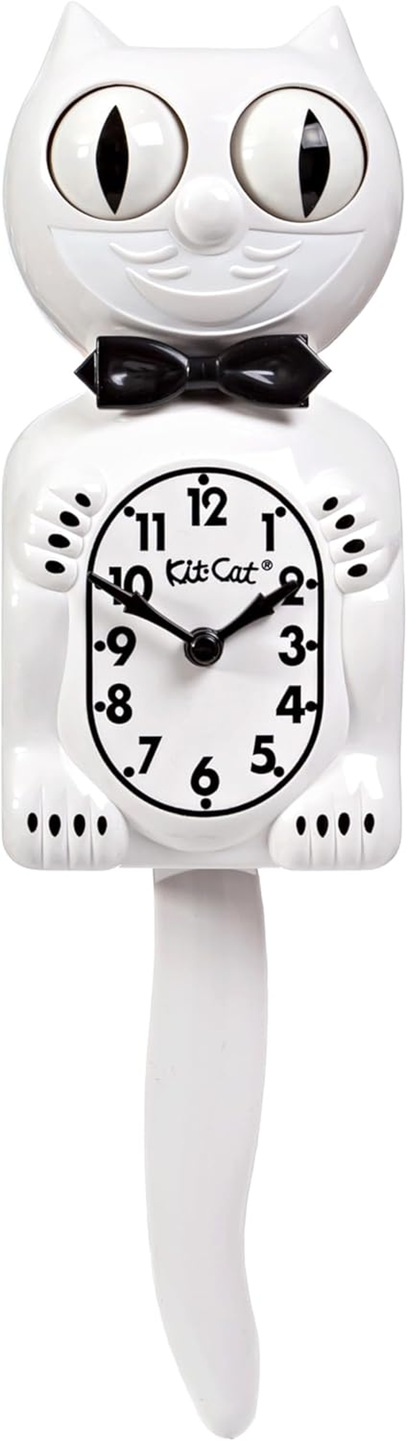 Kit Cat Klock&reg; Limited Edition White - Iconic Retro Cat Clock with Moving Eyes and Tail, Battery Operated Wall Clock, Made in USA, Perfect for Home Decor, Modern Clock, Unique Gift