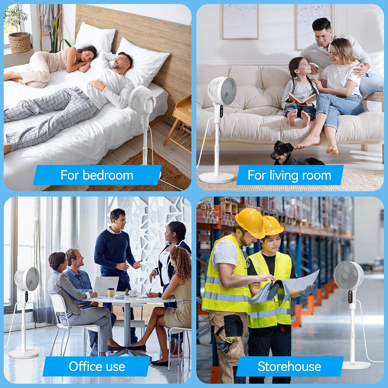 Smart Standing Fan, 40'' Quiet Pedestal Fans for Bedroom, 75&deg;Omni-Directional Oscillating Floor Fan with Remote, DC Motor Powerful Cooling Fans, 6 Speeds, 9H Timer for Home, Office, Indoor - White image number 5