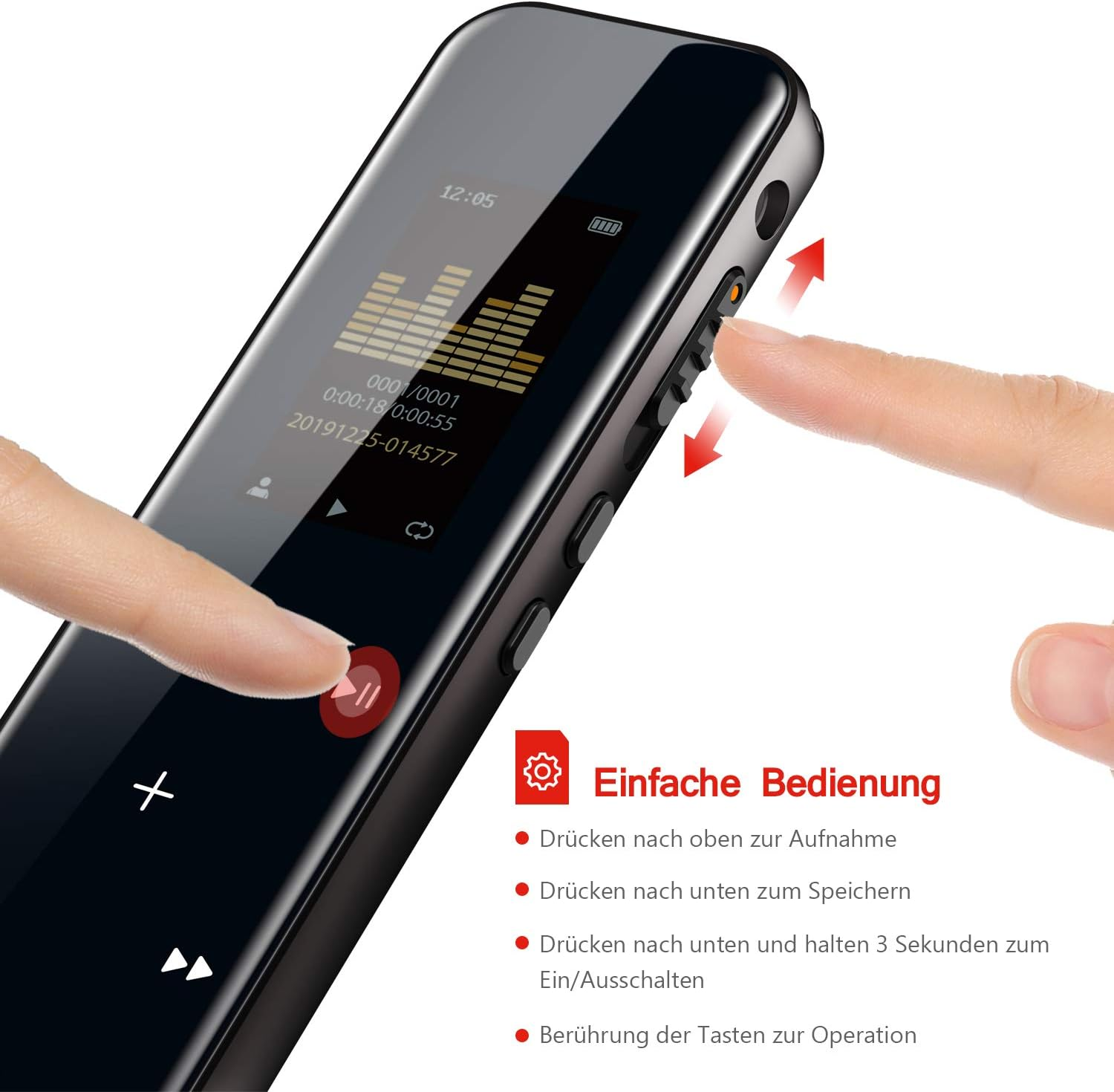 Voice Recorder with Noise Reduction, 16GB, MP3/WAV/WMA, USB Rechargeable, for Lecture/Interview/Meeting image number 5