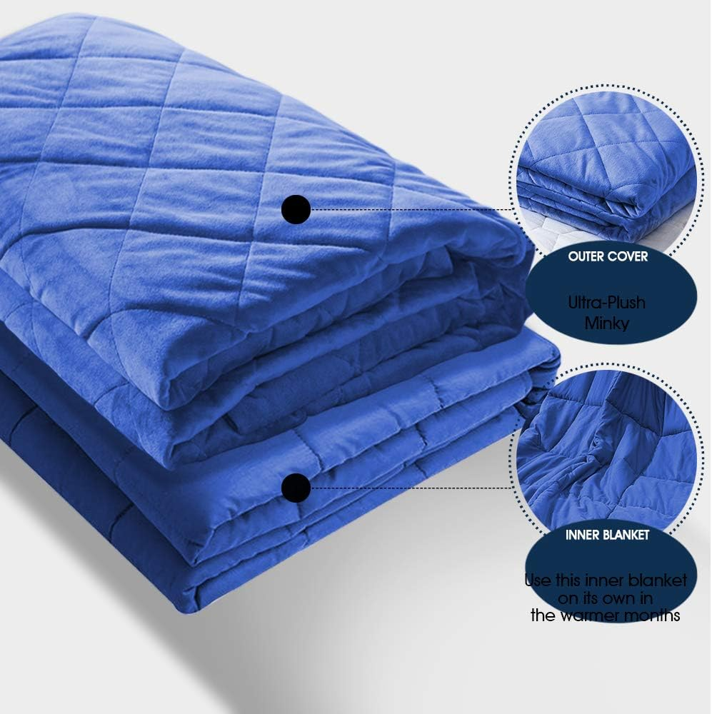 Dreamz 7 Kg Adults anti Anxiety Deep Relax Gravity Weighted Blanket, Royal Blue image number 1
