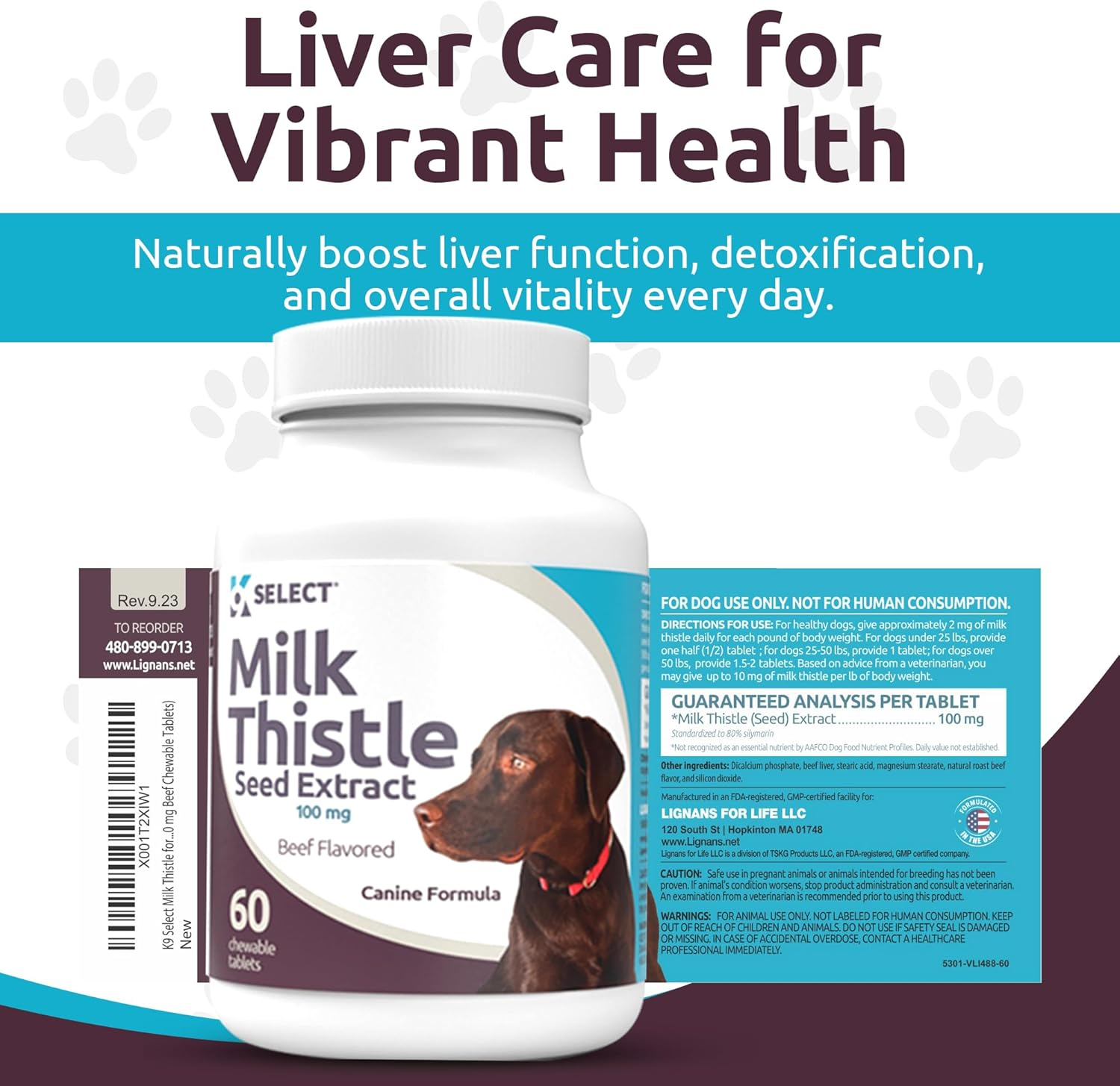 K9 Select Milk Thistle for Dogs, 100Mg - 60 Beef Flavored Tablets - Canine Liver Health Natural Milk Thistle Supplement image number 4
