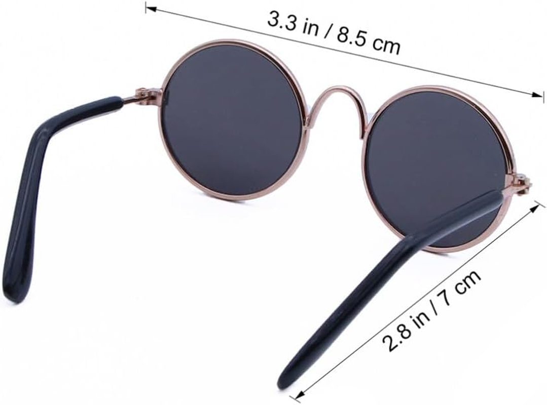 Fashion Glasses Pet Sunglasses, 2 PCS Fashion Dog Retro round Sunglasses for Cute Dog Cat Cosplay Party Pet Store Photography Props Vintage Accessories - Picture 3 image number 4