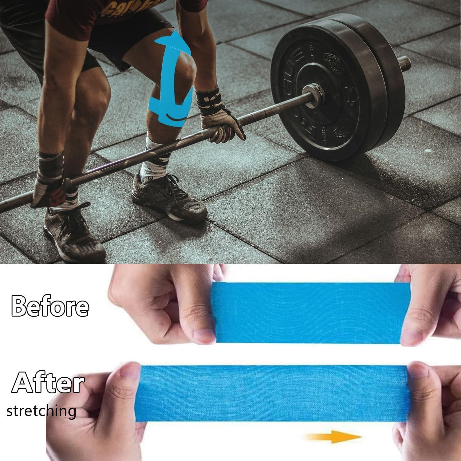 Pre-Cut Kinesiology Knee Tape, 8Pcs Breathable Precut Muscle Tape, Precut Kinesiology Sports Tape for Elbow Support image number 2