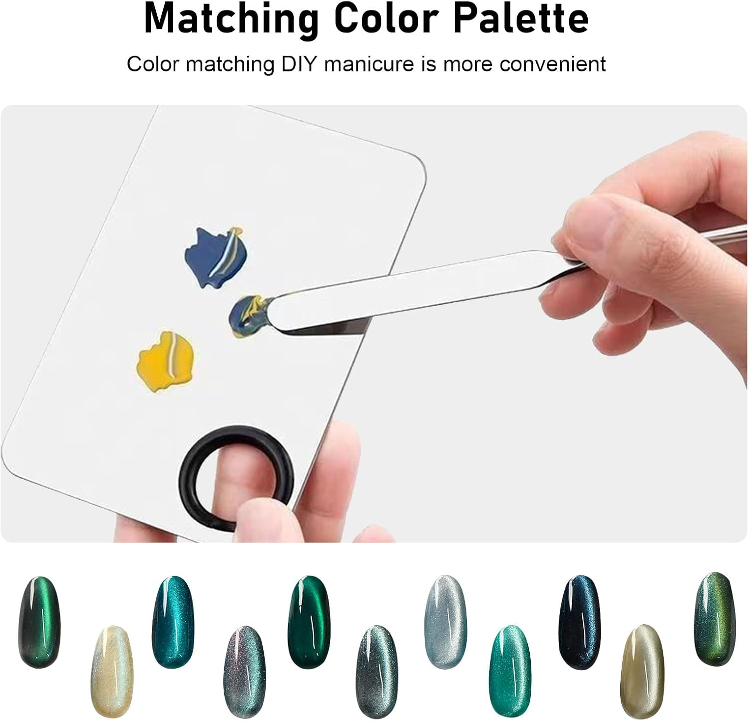 Stainless Steel Makeup Palette Set - 2-Pack Premium Mixing Palette with an Integrated Spatula, Professional-Grade Tool for Makeup & Nail Art Applications image number 5