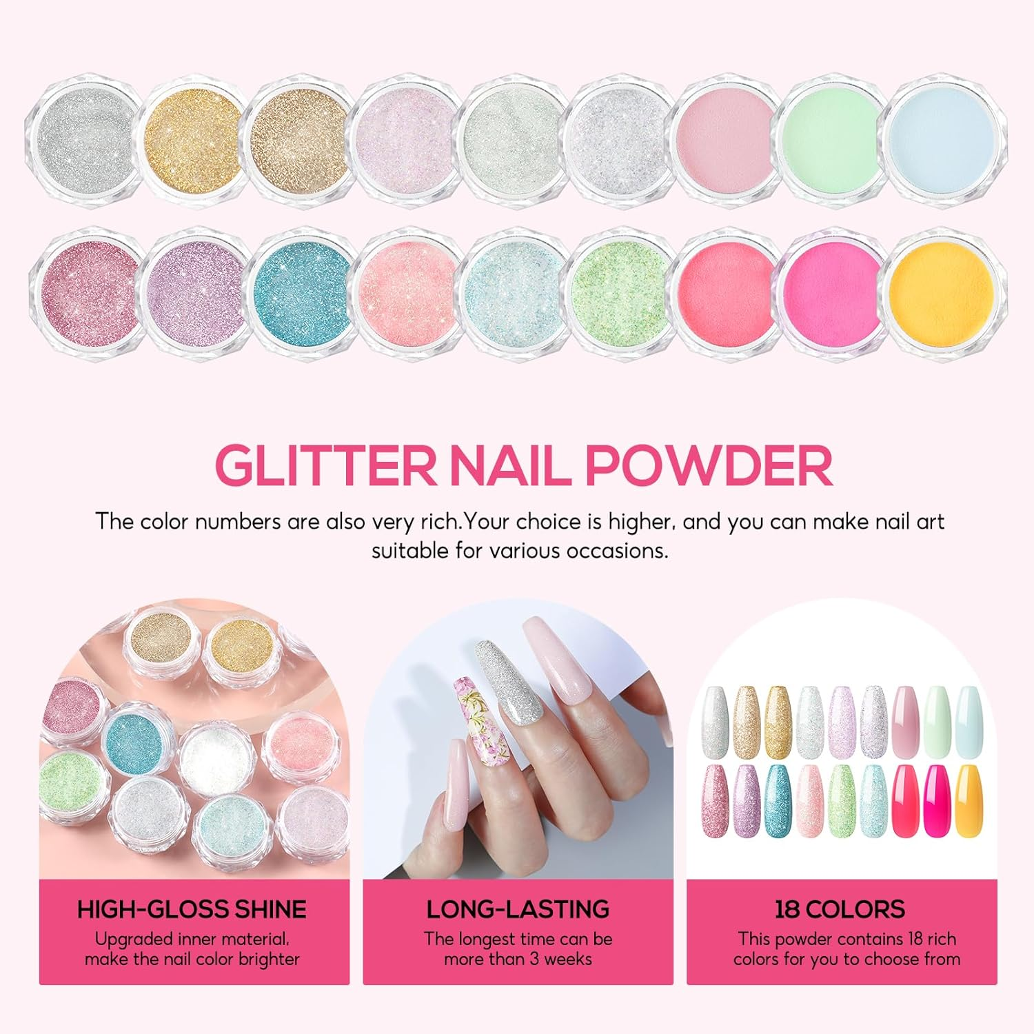 COSCELIA Acrylic Nail Kit for Beginners with Everything Set Glitter Decoration Powder Rhinestones Professional Manicure at Home Gifts Women image number 5