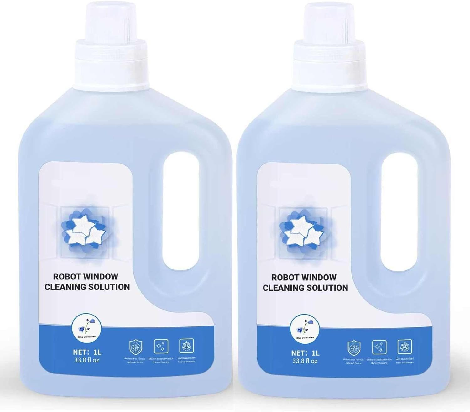 Window Cleaner 2 Bottles 1L, Cleaning Solution Compatible with ECOVACS Winbot W1 Pro/W2 Pro Omni Window Cleaning Robot, Glass Cleaner Liquid