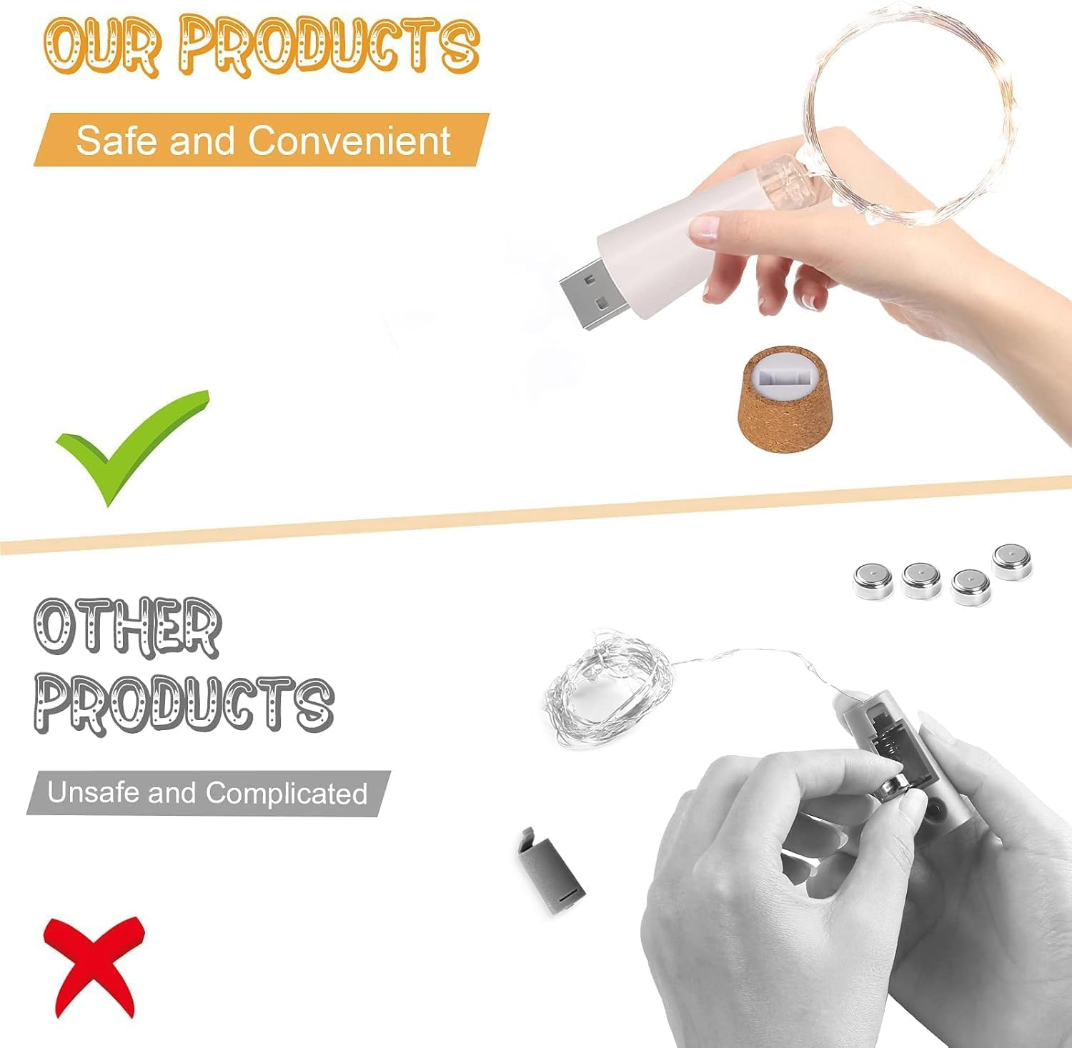 Leegoal Bottle Lights, USB Rechargeable Wine Bottle Light with Cork 2024 Upgraded 2M 20 LED Jar Fairy Lights for Xmas Decorations - Multi-Colour image number 4