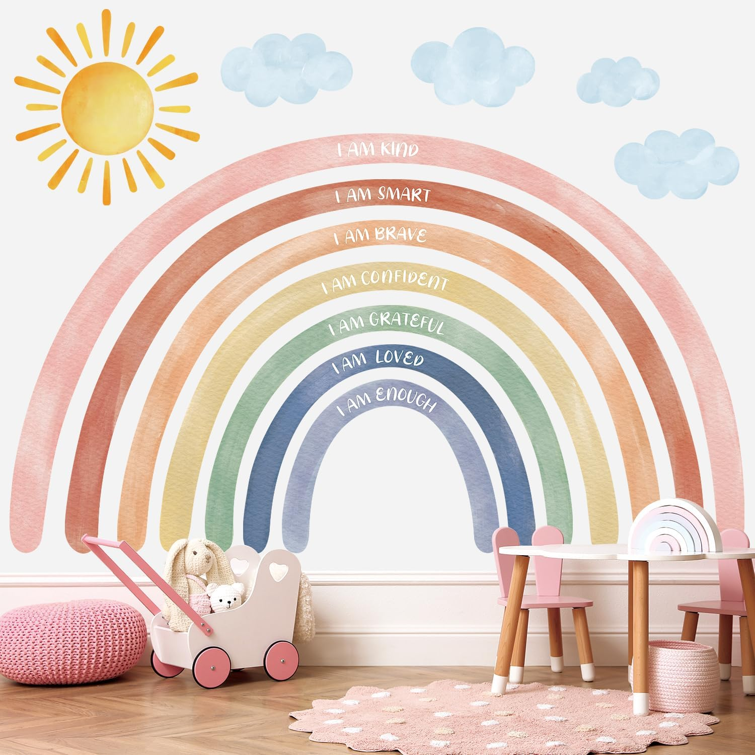 DECOWALL FH4-2432 Xlarge Watercolor Rainbows and Quotes Wall Stickers Decals Big Nursery Bedroom Kids Room D&eacute;cor Girls Baby Art Boho Peel and Stick image number 2