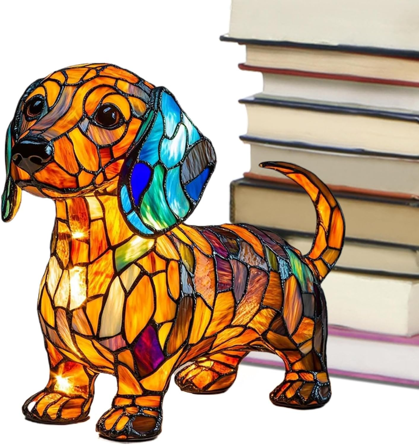 French Fighting Dog Night Lights,Dachshund Night Light,Pug Table Lamp,Cute Animal Lighting,Colorful Sculpture Vintage Tabletop Decorations for Bedroom - Pug Dog image number 2