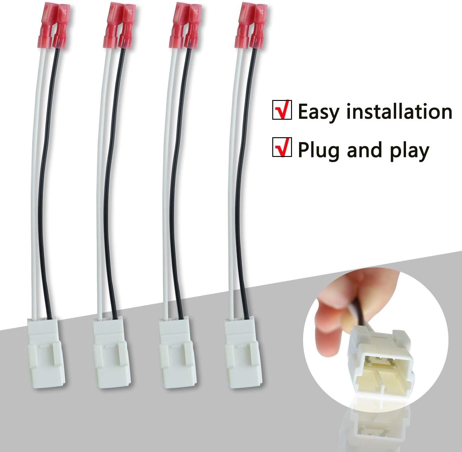 4 Pack Speaker Harness for Jeep Dodge Chrysler Models Front Rear Door Speaker Wiring Harness Adapter 72-6514 - Door Speaker Replacement image number 4