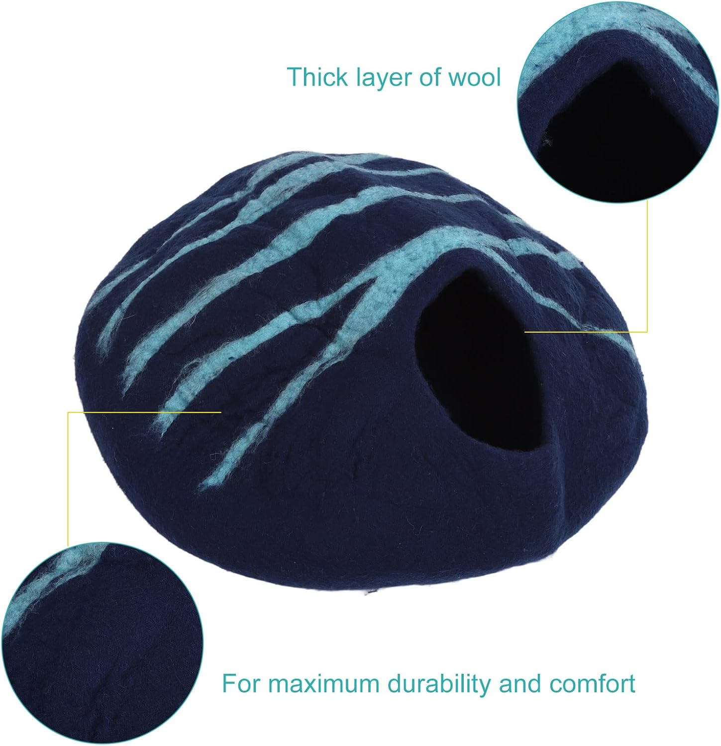 Premium Felt Cat Bed Cave，Wool Cat Cave Bed Keep Warm Soft and Comfortable Multipurpose Cat Bed for Cats Kittens Small Pets， Cozy House Indoor Bed for Cats & Kittens ， Pet Felt Cat Cave, Hideout image number 1
