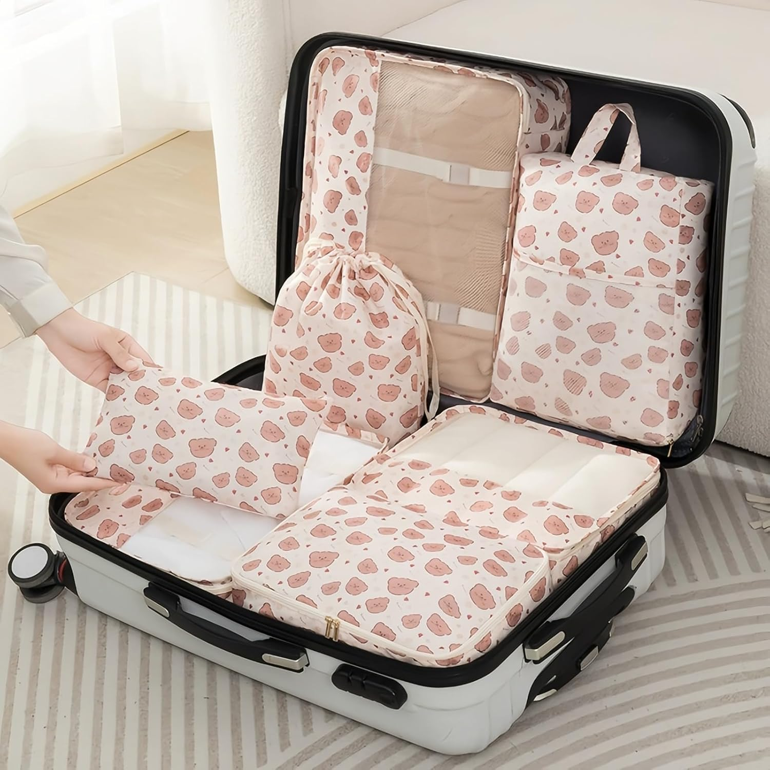 Packing Cubes for Travel, 8Pcs Travel Luggage Organizers for Suitcase, Multi-Size Packing Organizers with Compression Straps & Premium Water-Resistant Fabric image number 6