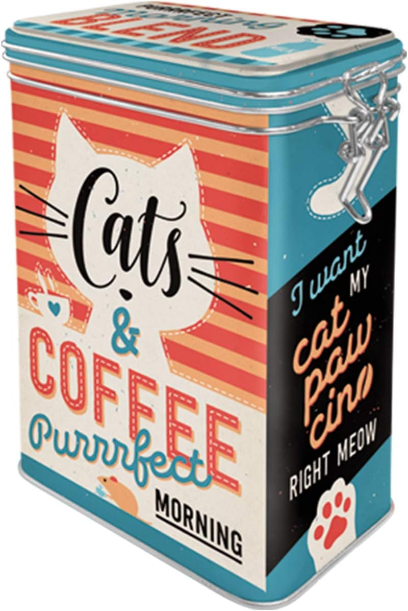 Nostalgic-Art Cats & Coffee-Gift Idea for Cat Owners, Large Coffee Tin with Flavour Lid, Vintage Design, 1.3 L image number 3