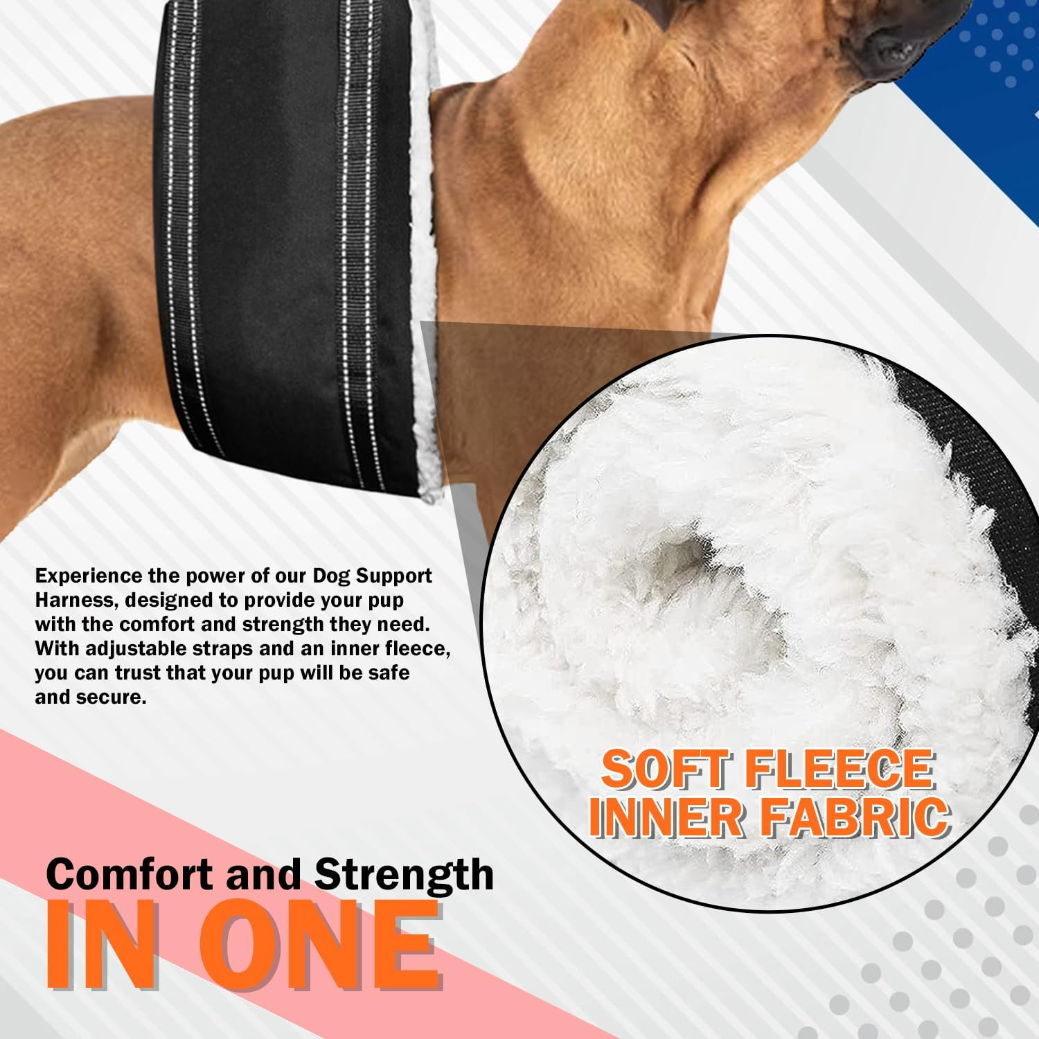 Dog Lift Support Harness Portable Sling for Support to Help Dogs Rear Rehabilitation and Disable Injured Elderly Pet - Helps Dog with Weak Front or Rear Legs Walk, Get into Cars, Climb Stairs - Medium image number 3