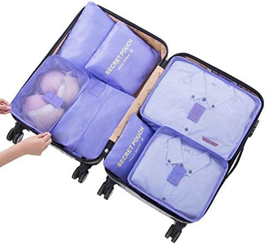 Go2Buy 6Pcs Travel Luggage Organizer Set Backpack Storage Pouches Suitcase Packing Bags (Purple) image number 1