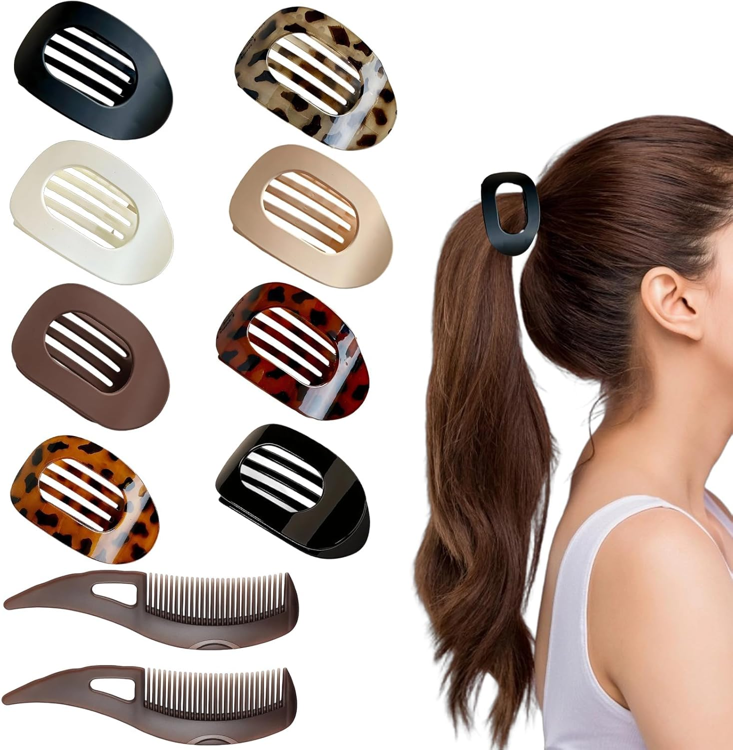 Women'S Hair Clips, Dandruff Comb and Hair Clip, Flat, Pack of 10 Flat Hair Clips for Scalp Care, Ideal for Travel and Daily Hair Care image number 2