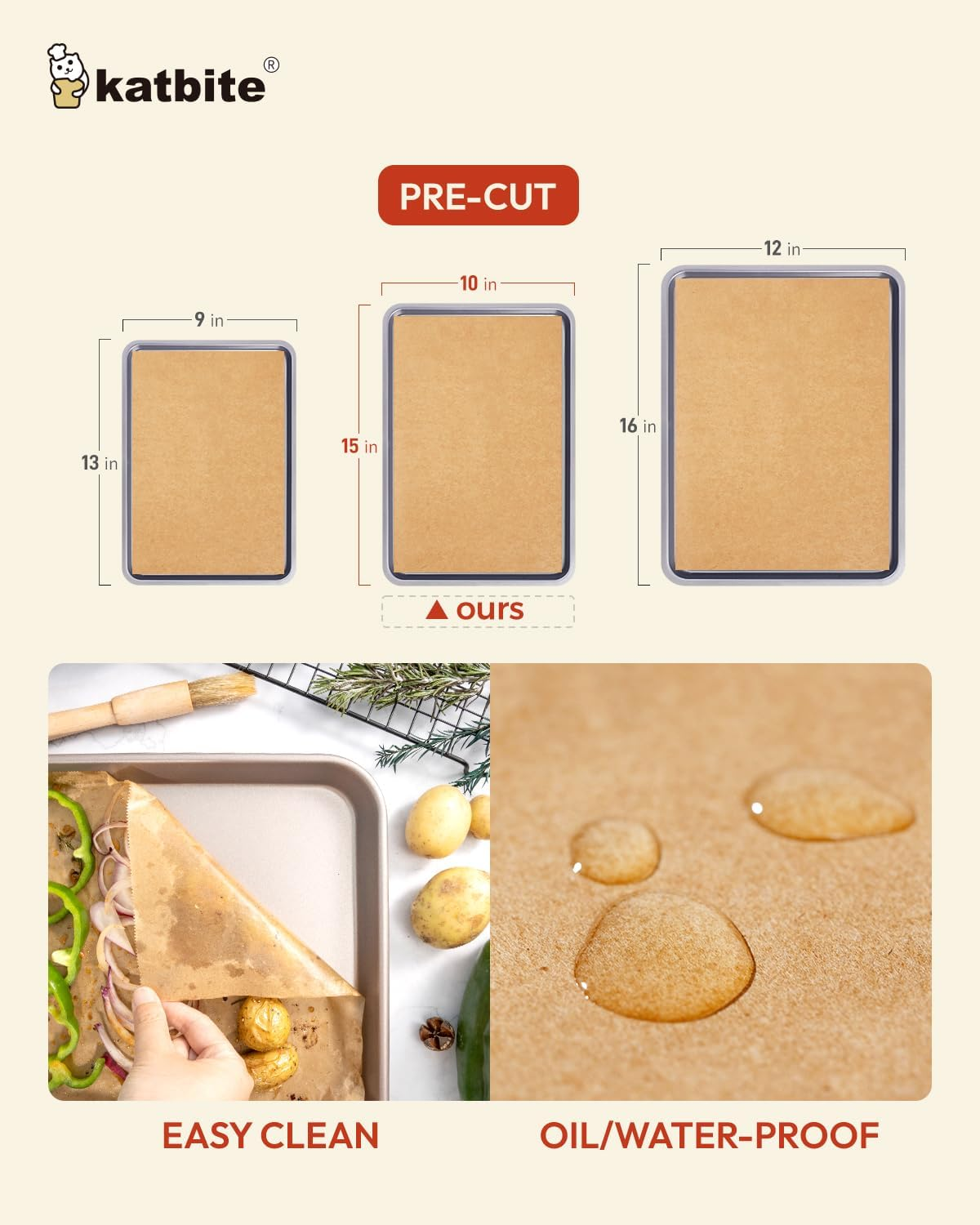 Katbite 135Pcs 45 GSM Pop-Up Parchment Paper Sheets, Heavy Duty & Non-Stick,10X15 in Pre-Cut Unbleached Parchment Paper for Baking, Pop-Up Paper Dispenser for Cooking Wrapping Space-Saving image number 2