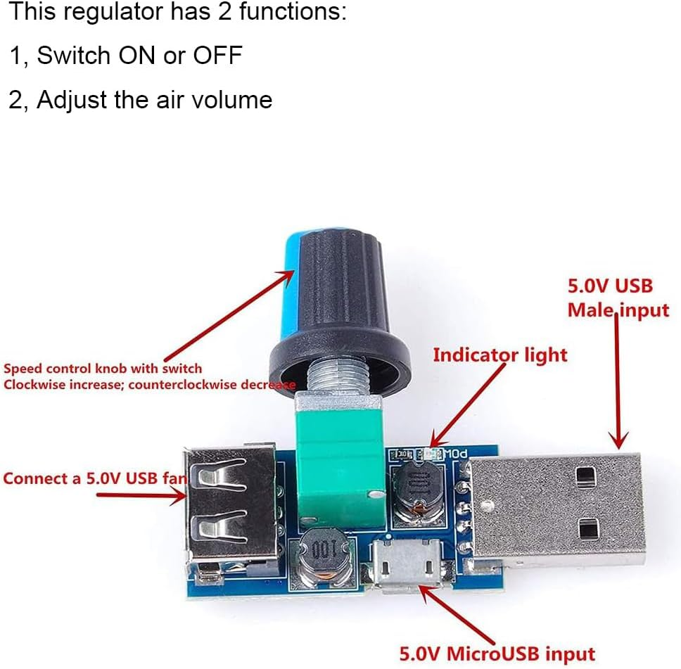 Gebildet 2Pcs 12V Step-Up USB to 3-Pin / 4-Pin PWM 5V USB Sleeved Fan Power Adapter Cable, Fan Wind Speed Regulator, 3 Way PWM Splitter Cable image number 6