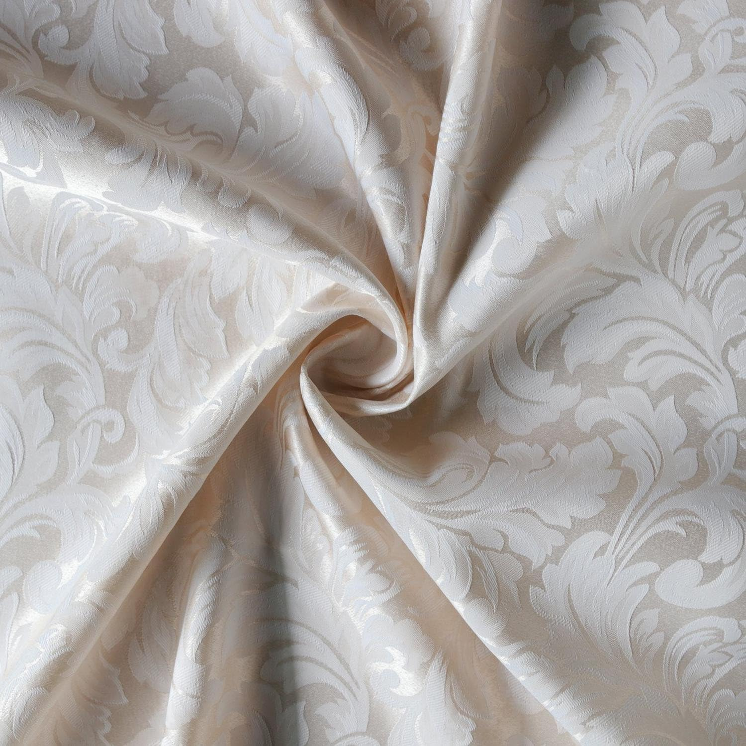 Tektrum 90 Inch round Damask Jacquard Tablecloth Table Cover - Waterproof/Spill Proof/Stain Resistant/Wrinkle Free/Heavy Duty - Great for Banquet Parties Dinner Kitchen Restaurant Wedding (Beige) - Beige image number 4