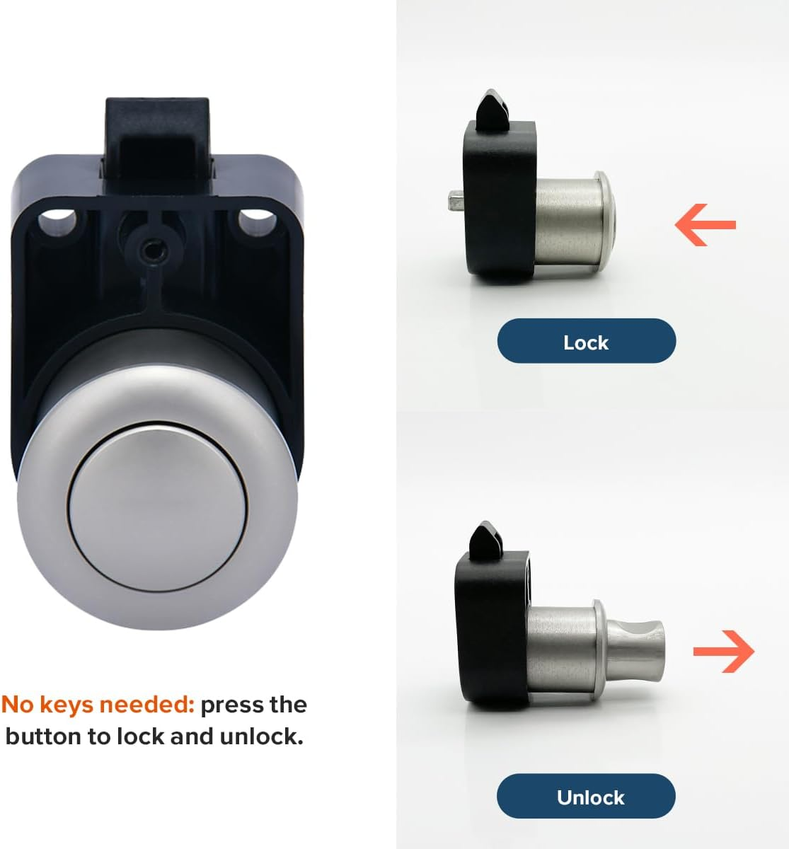 Dream Lighting 2PCS RV Locks Zinc Alloy Push Button Latch Knob Caravan Camper Trailer Motor Home Boat Vehicle Cabinet Drawer Cupboard Door image number 3