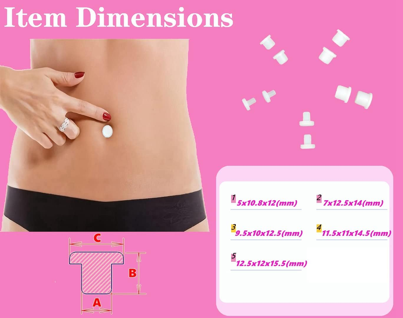 11PCS Adult Belly Button Plug Post Tummy Tuck Soft Silicone Belly Button Trainer Tummy Tuck for Liposuction(10Pcs+Tape) image number 5