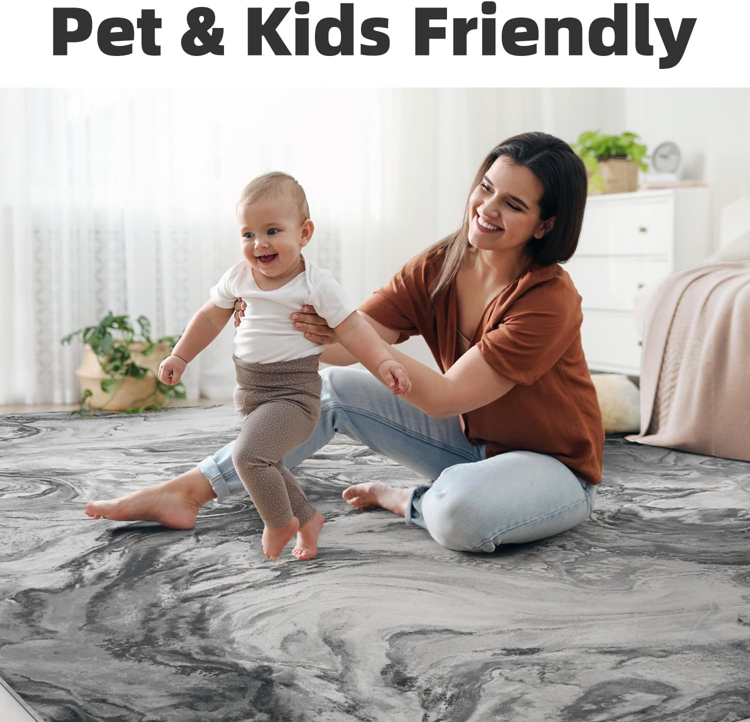 8X10 Area Rugs for Living Room, Modern Abstract Rug for Bedroom, Contemporary Machine Washable Rug image number 7