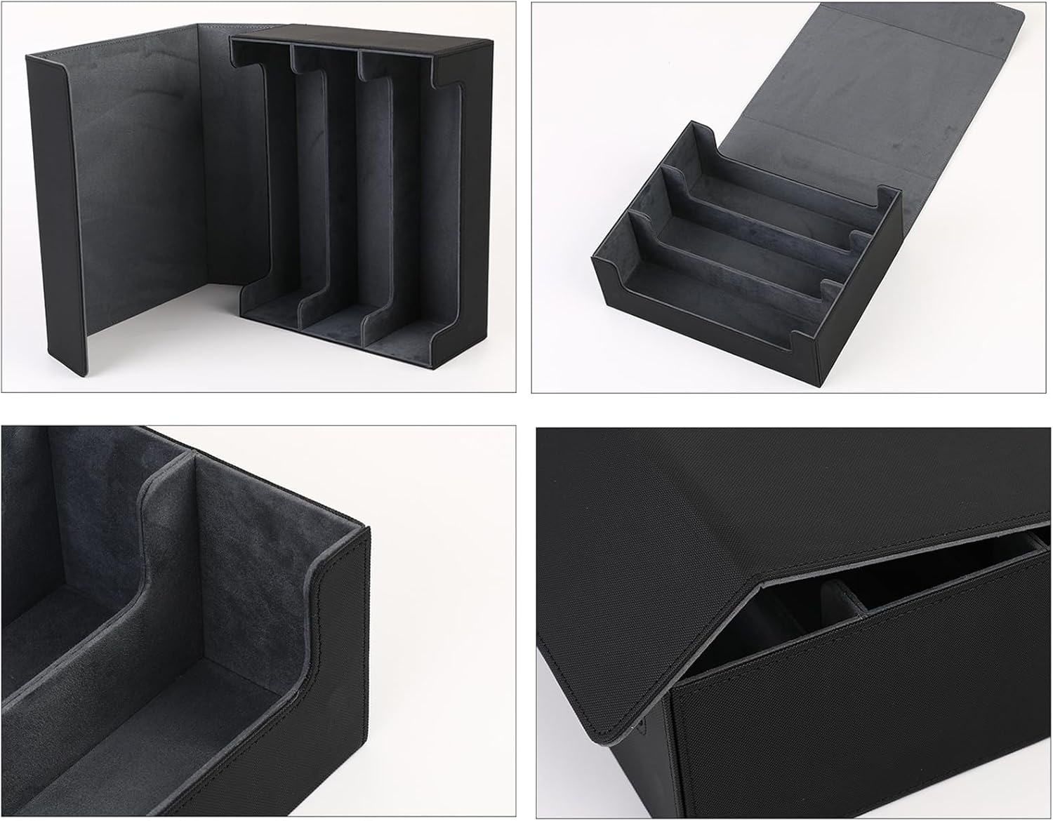 Card Deck Case for Trading Cards 1800+, PU Leather Magnetic Closure Card Storage Box Game Card Case, for Game, Sport Cards (Black Shell with Grey Lining) - Black Shell With Grey Lining image number 6