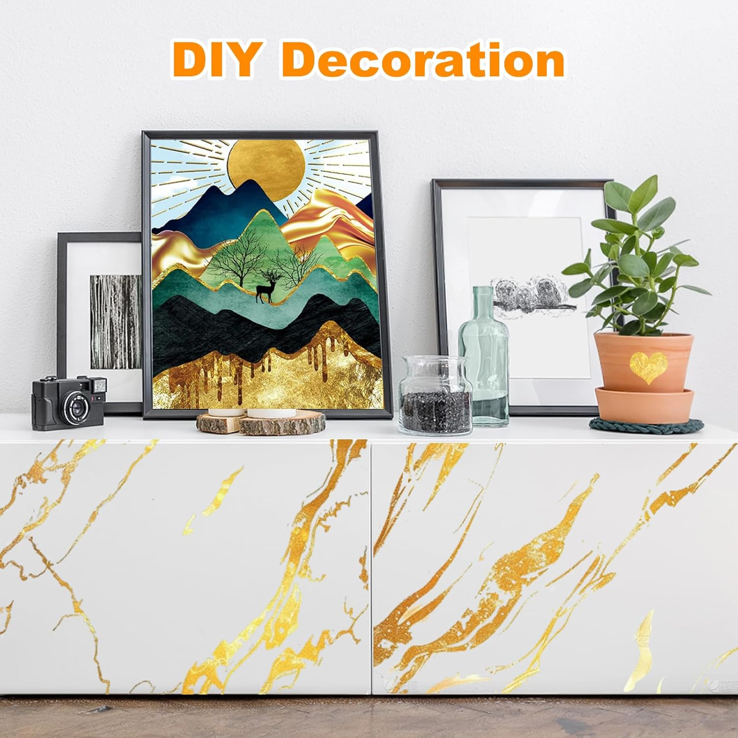 Gold Leaf Gilding Sheets 100 Sheets Imitation Leaf Sheets Gold Foil Sheets Metal Gold Leaf Papers for Gilding Crafts Paintings Arts Crafts Project Nail Deco Furniture Making Earring 8X8.5Cm (Gold) image number 1