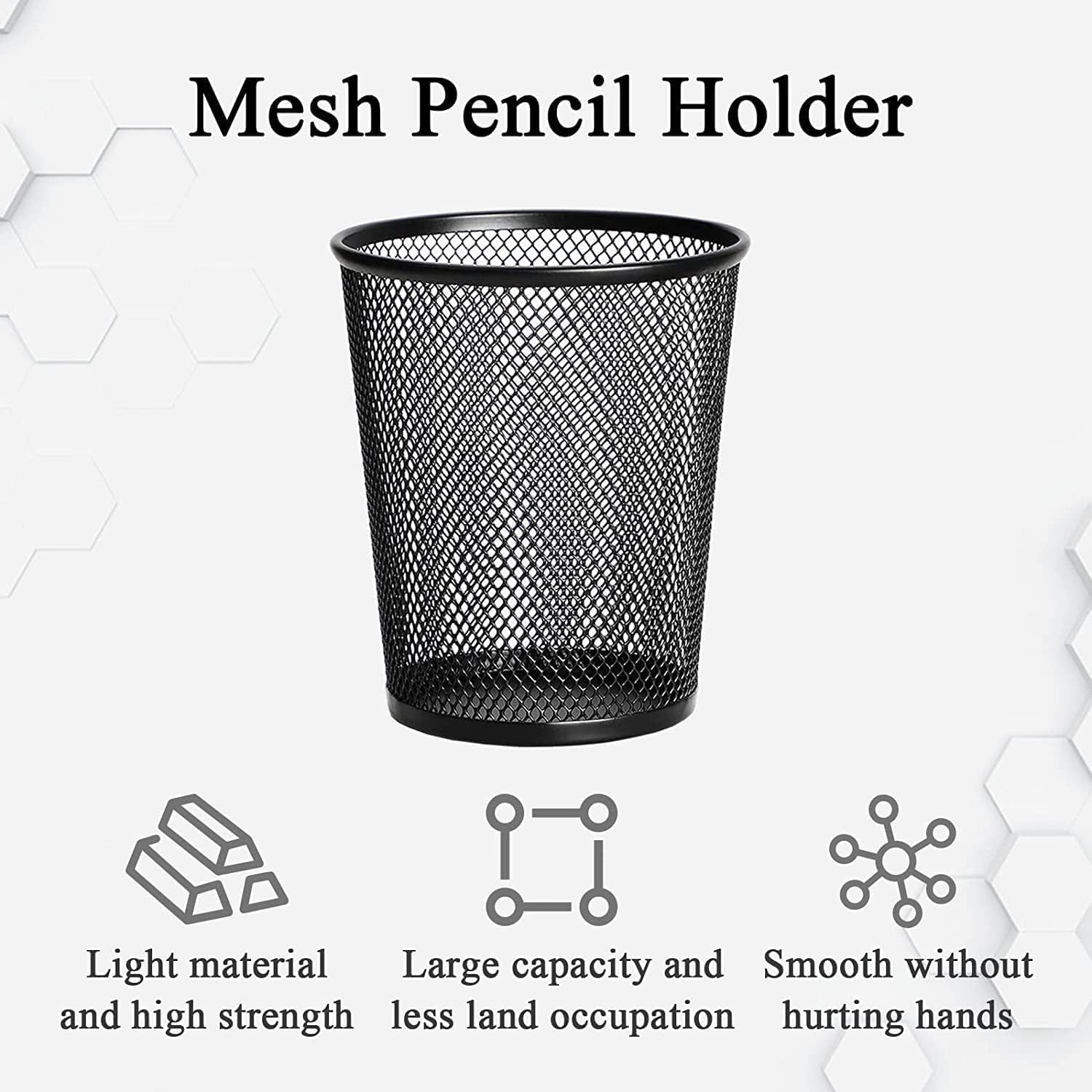 Pen Holder 6 Pack, Mesh Desk Organizer Pen Pot Pencil Holders, Stationary Supplies Pencil Pots for Office, Home, Classroom (Black 6Pcs)