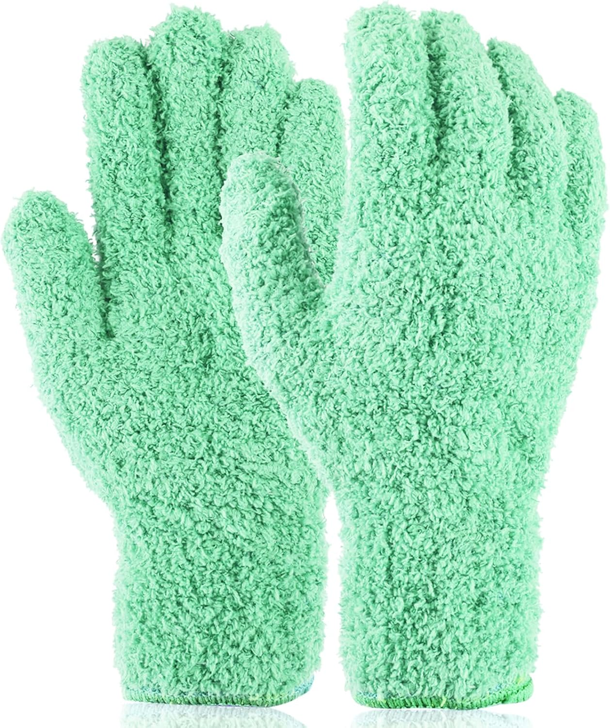 Ymapinc - Plant Dusting Gloves, Microfiber Dusters for Cleaning, Kitchen Green Gloves, Reusable Gloves for Home, Computer, Window, Blind, Washing