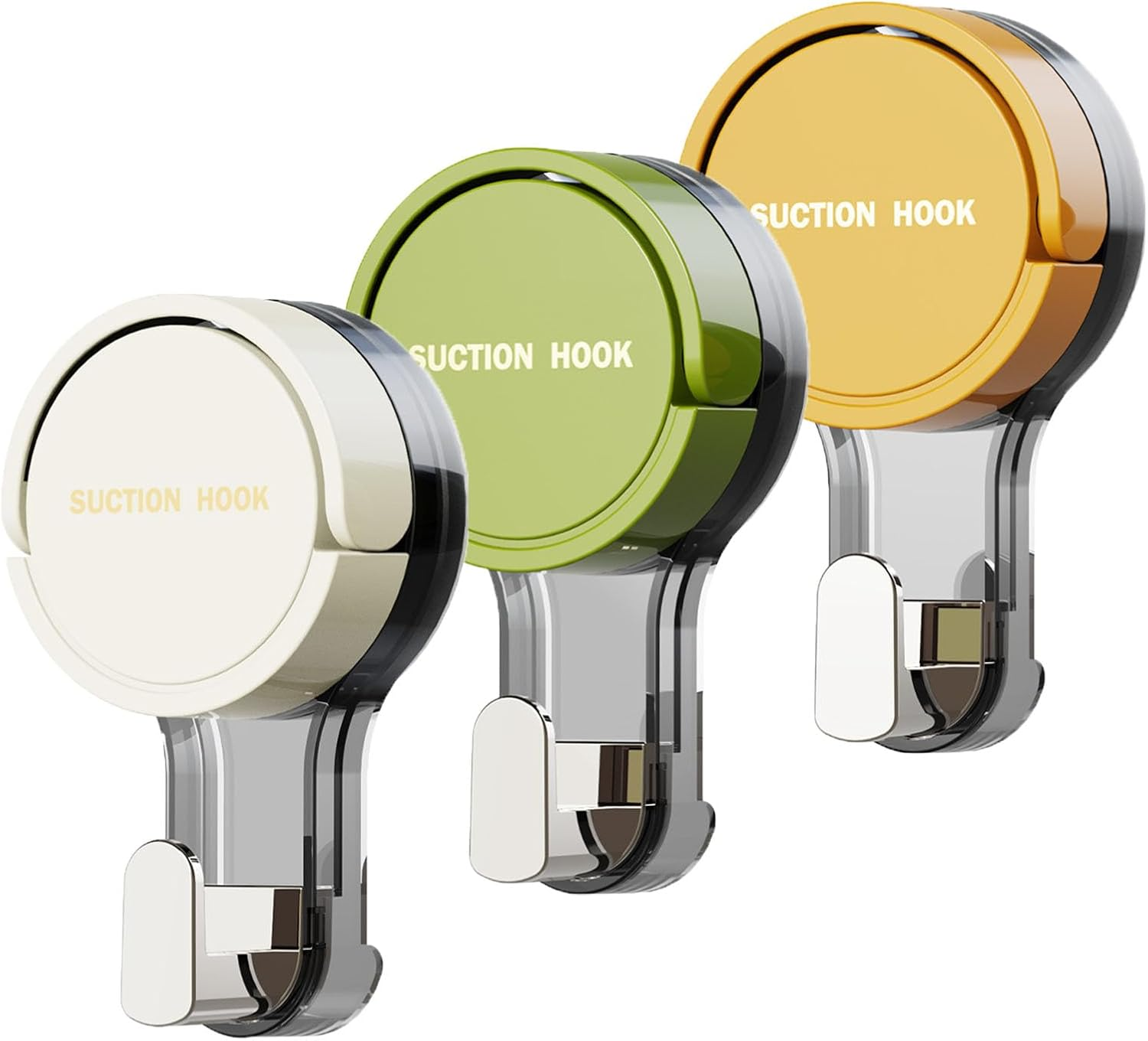 Suction Hooks No-Drill Bathroom Towel Hook for Towels, Robes, Coat, Hat, Kitchenware Waterproof Traceless Wall Hooks for Bathroom Kitchen Bedroom (3 Packs) image number 1