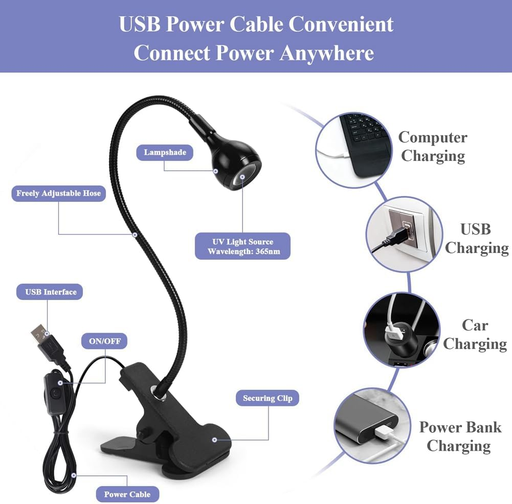 Gyorwst UV LED Nail Lamp - Mini LED Nail Lamp Gel X Lamp for Nails with Securing Clip Rotatable LED Light, Black Easy to Use image number 4