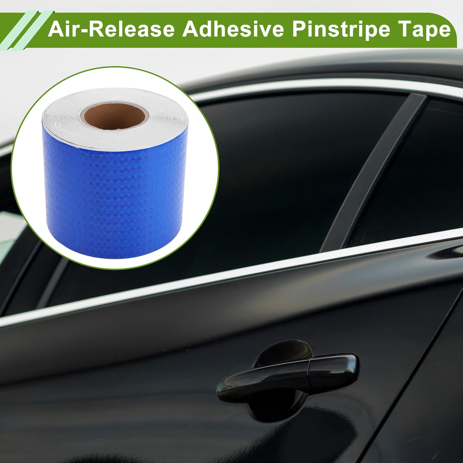 X AUTOHAUX Universal 164.04Ft X 5.91In Air-Release Adhesive Pinstripe Tape Reflective Automotive Pinstriping Tape PVC Blue image number 4