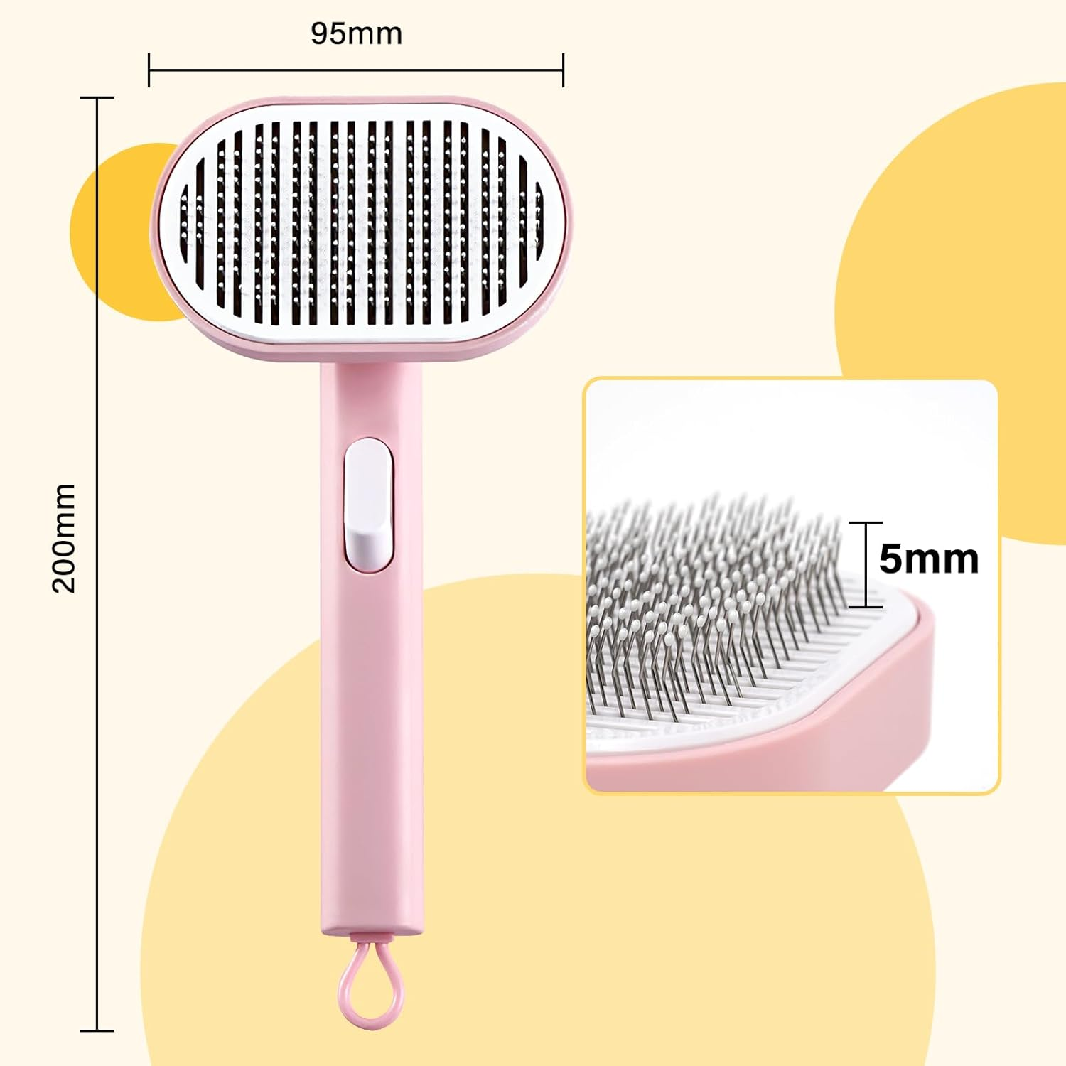 Cat Brush with Release Button,Small Animal Brushes for Indoor Cats Shedding,Cat Brush for Long or Short Haired Cats, Cat Grooming Brush Cat Comb for Kitten Rabbit Massage Removes Loose Fur,Pink image number 4