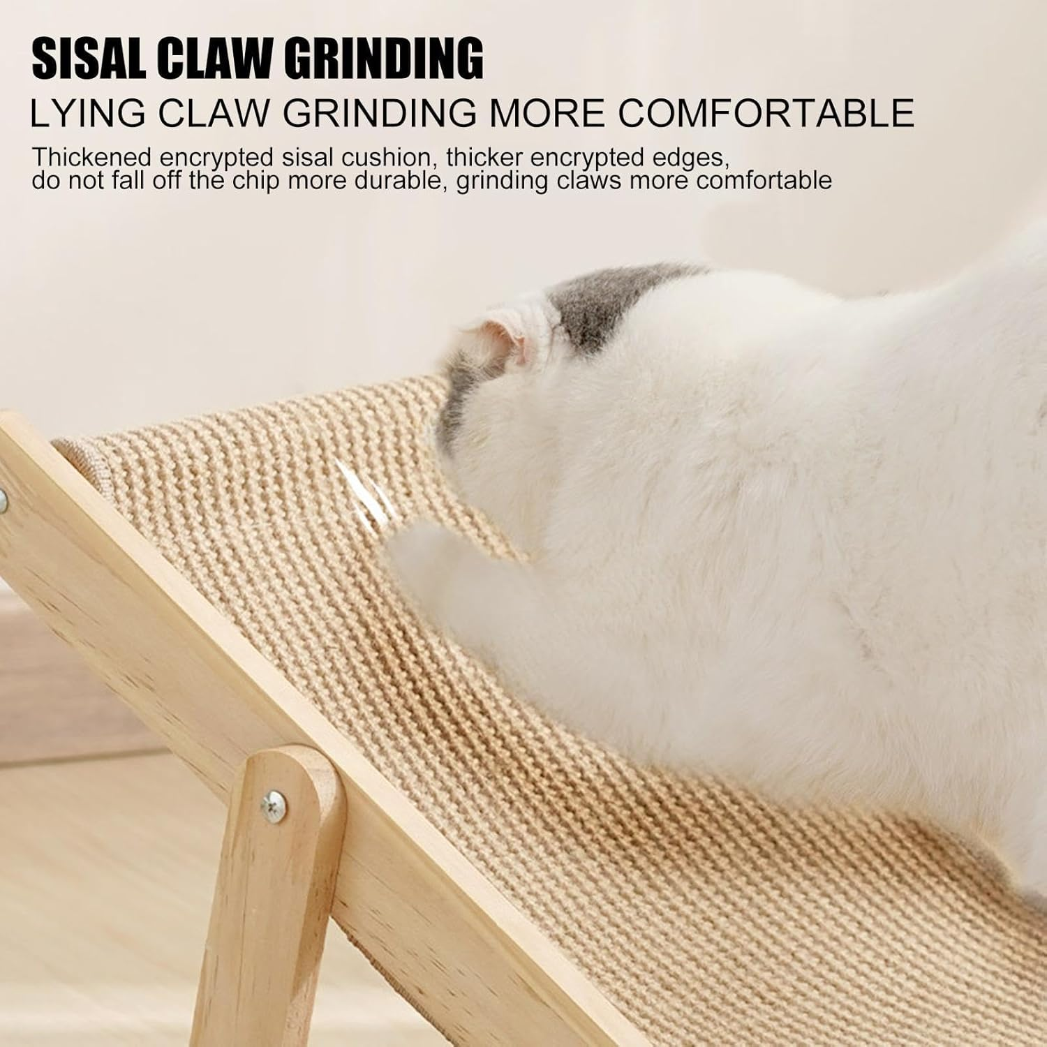 Cat Sisal Chair, Adjustable Elevated Cat Chair Bed, Durable Foldable Indoor Kitty Scratching, Cat Hammock Bed, Kitten Lounge Furniture for Peaceful Nap and Interactive Play image number 4