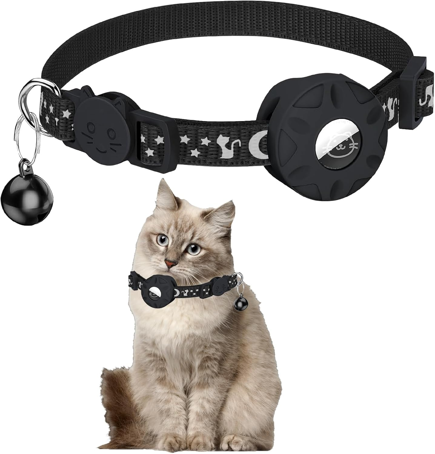Airtag Cat Collar with Bell, Airtag Cat Collar, Reflective Cat Collar, Collar with Safety Buckle, Personalised Cat Collar with Airtag Holder for Kittens, Puppies image number 3
