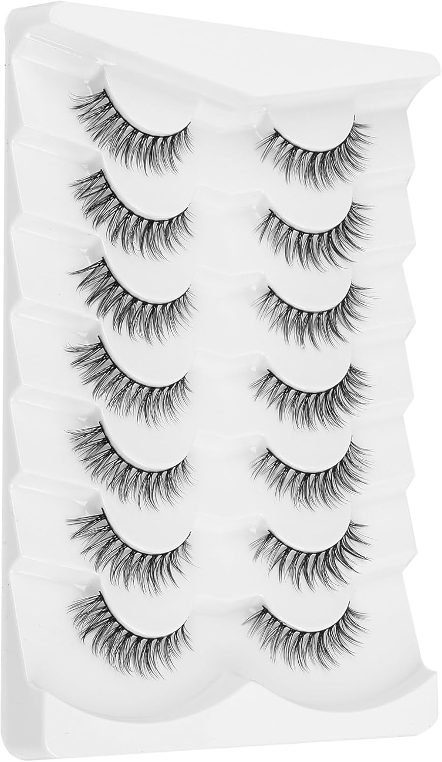 Siligli Natural Cat Eye Eyelashes, Artificial Eyelashes, Fine Eyelashes, Fluffy Eyelashes, Pack C Curl Eyelashes, Soft Artificial Eyelashes, 12 Mm, Short Eyelashes, Siligli 7 Pairs image number 3