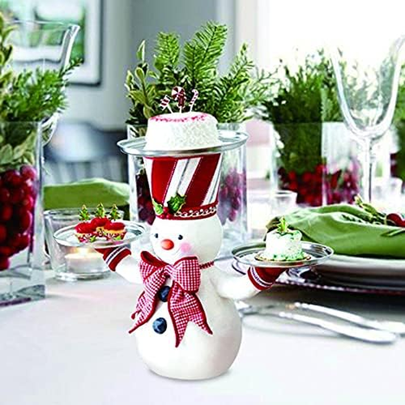 Christmas Snowman Treats Holder, Resin Snowman Statue Desktop Ornament Creative Snack Rack with 3 Trays Snowman Figure Snack Tray Rack for Home/942 (Size : Snowman) image number 4