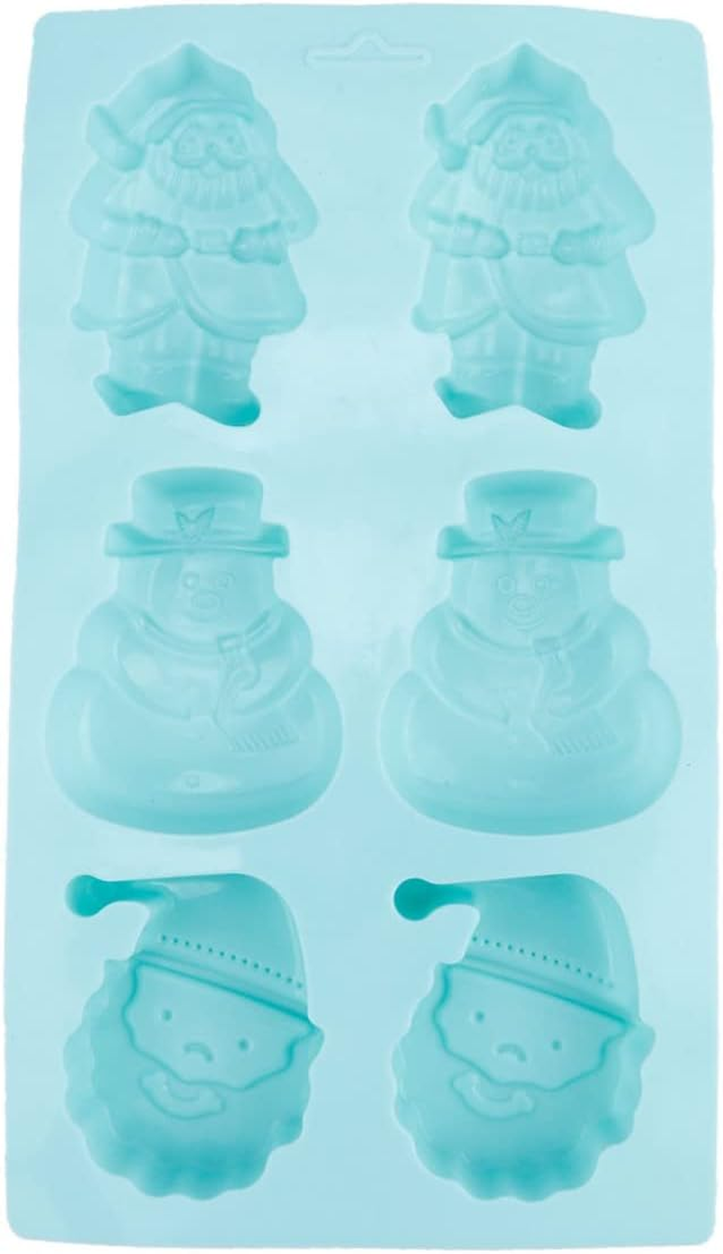 Amosfun 6Grids Christmas Cake Mold Silicone DIY Baking Mold for Christmas Biscuits and Cakes for Treats and Holiday Baking Snowman and Old Man Designs image number 3