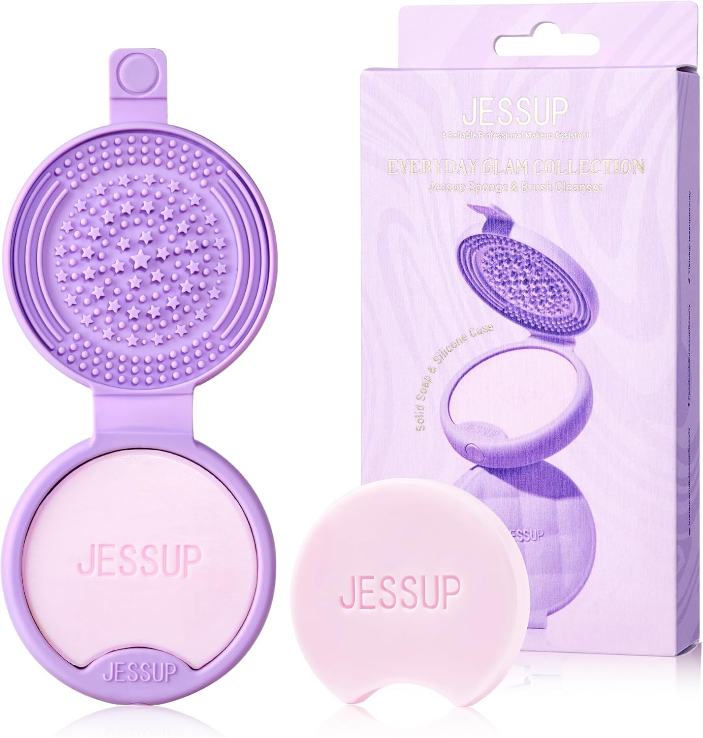 Jessup Makeup Brush Cleaner Mat Silicone with 2Pcs Solid Soap, Portable Cleaning Tool for Cleaning Makeup Sponges Brushes, A013 image number 5