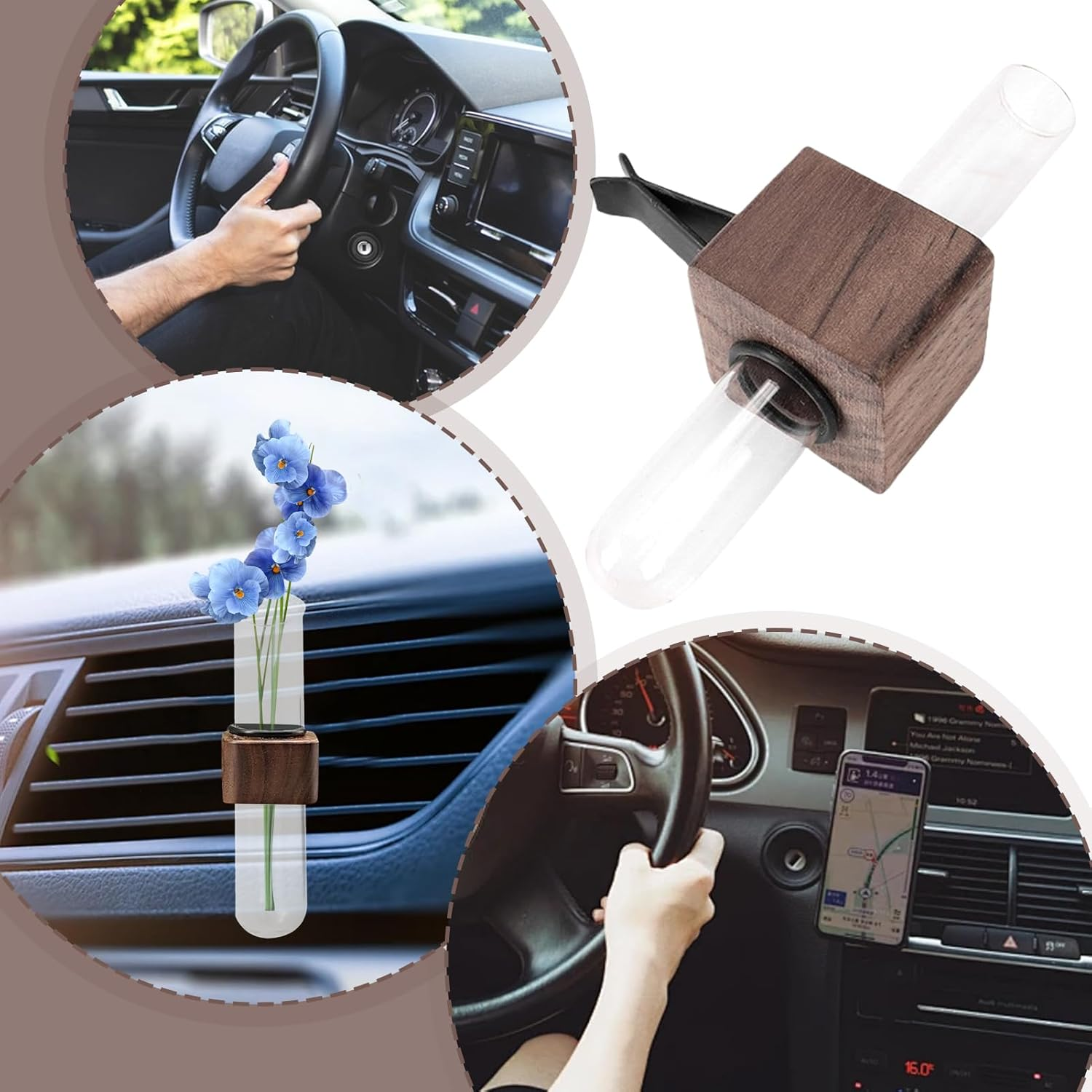 Air Vent Plant Vase | Car Flower Vase Mini Clip Plant Holder - Aesthetic Automotive Interior Wooden Decor for Women Mother Wife Girlfriend image number 4